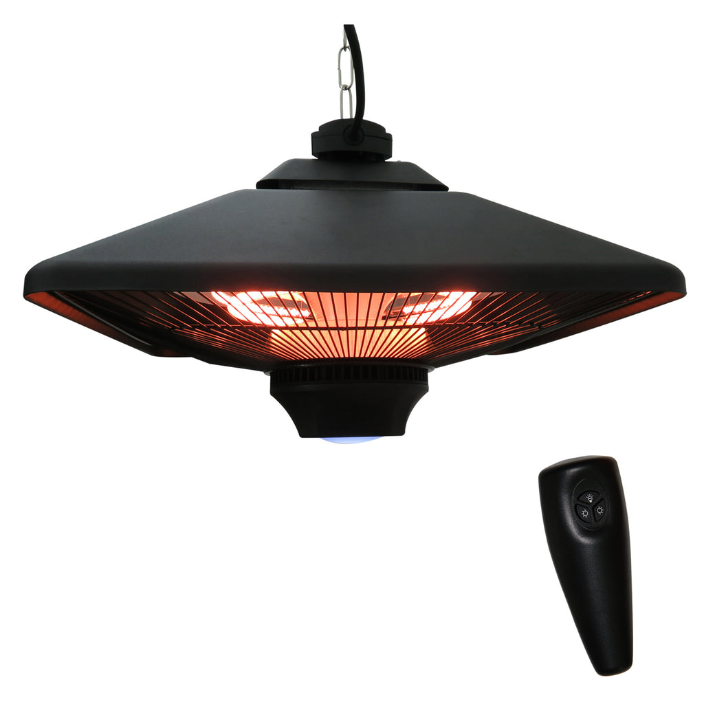 Hanging Patio Heater | 2000W Electric | Remote Control | Adjustable Heat | Black