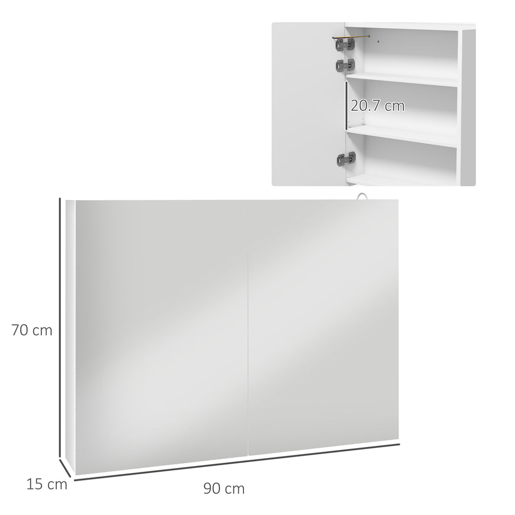 Luxury LED Bathroom Mirror Cabinet with Smart Light & Storage 90x70cm