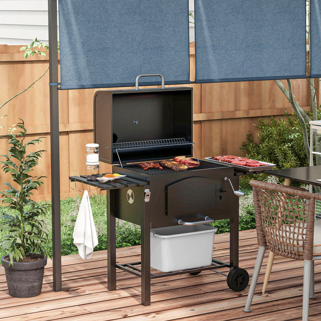 Premium Charcoal BBQ Grill with Shelves