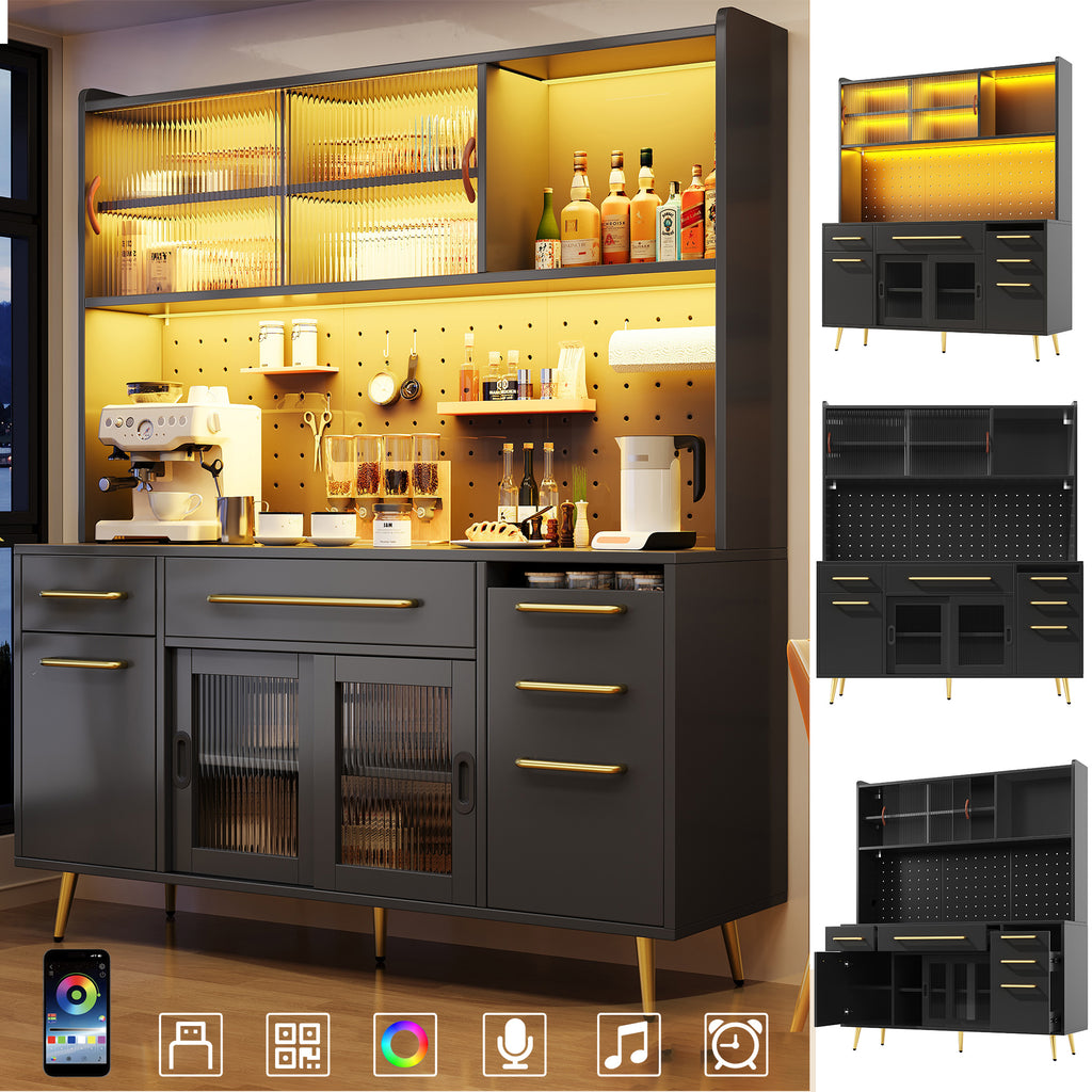 Modern LED Sideboard Cabinet with Smart Lighting