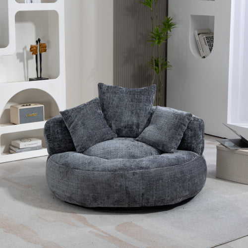 Luxury Chenille Lounge Chair with Pillows