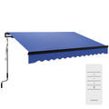 Electric Retractable Patio Awning with LED Lighting | Remote Control | 295x245cm | Blue