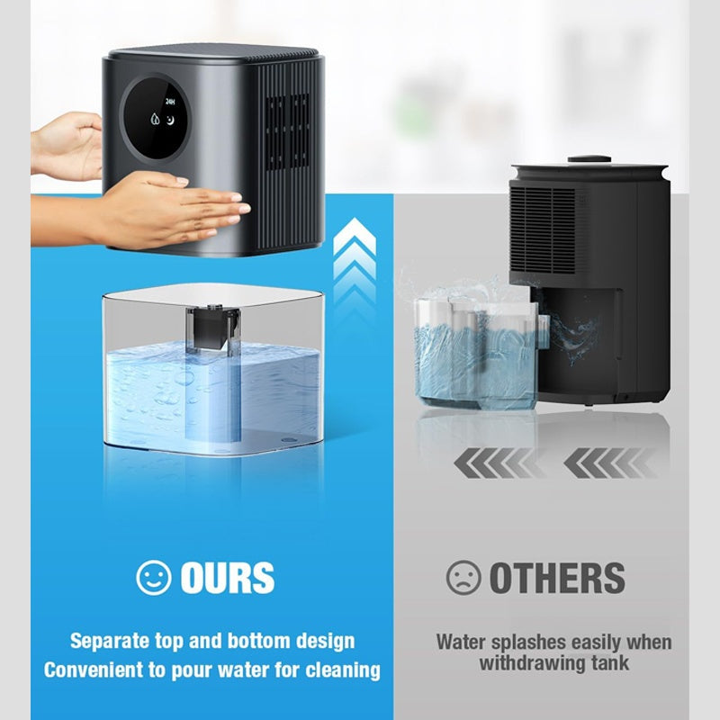Ultra Quiet Portable Dehumidifier 1.7L with Timer & Night Light
