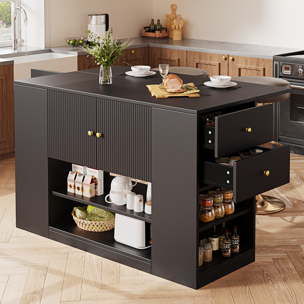 Modern Luxury Kitchen Island Cabinet with Storage Shelves