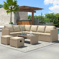 Luxury Rattan Garden Corner Sofa Set with Coffee Table
