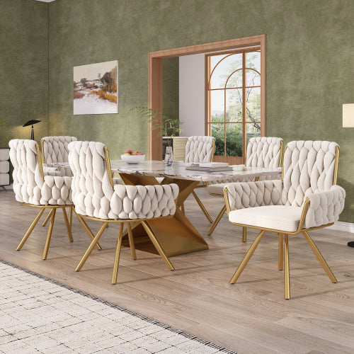 Luxury Velvet Dining Chair with Gold Legs