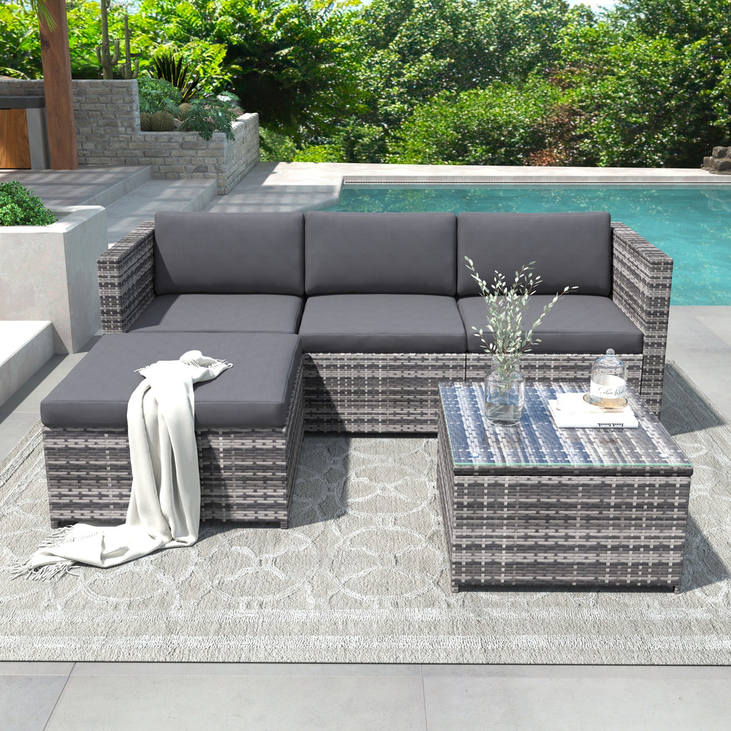 Premium PE Rattan Garden Lounge Set - 3 Piece Patio Furniture