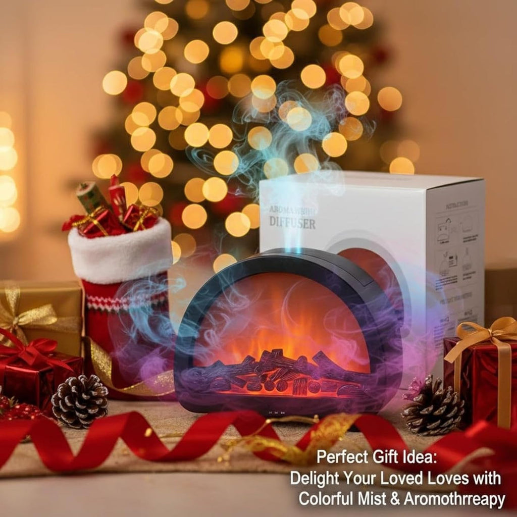 Luxury Fireplace Aroma Diffuser with LED Flame Effect