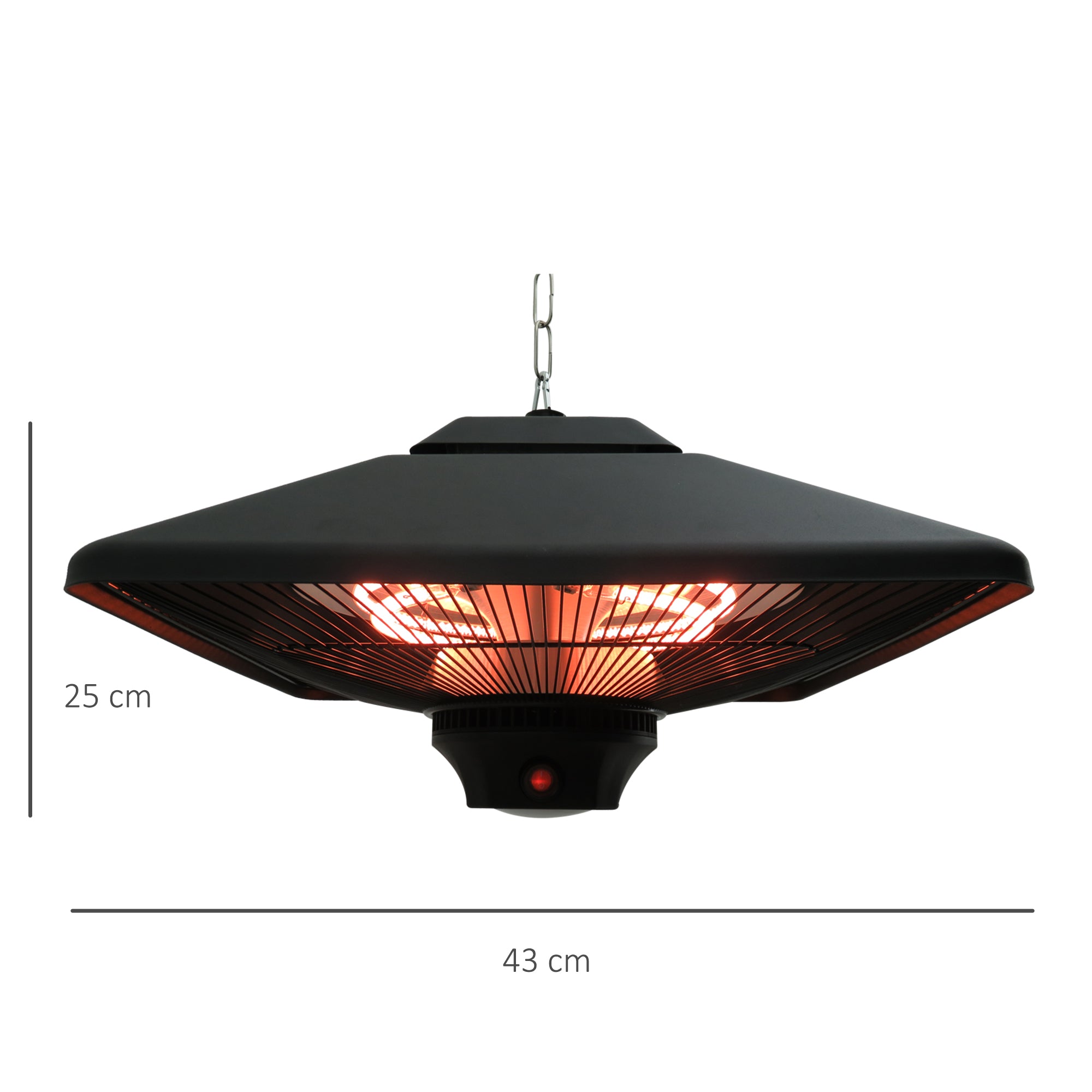 Hanging Patio Heater | 2000W Electric | Remote Control | Adjustable Heat | Black