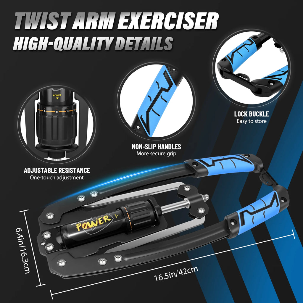 Hydraulic Power Twister Arm Exerciser, Adjustable 10–200kg Resistance for Chest, Arms & Shoulders, Blue/Black