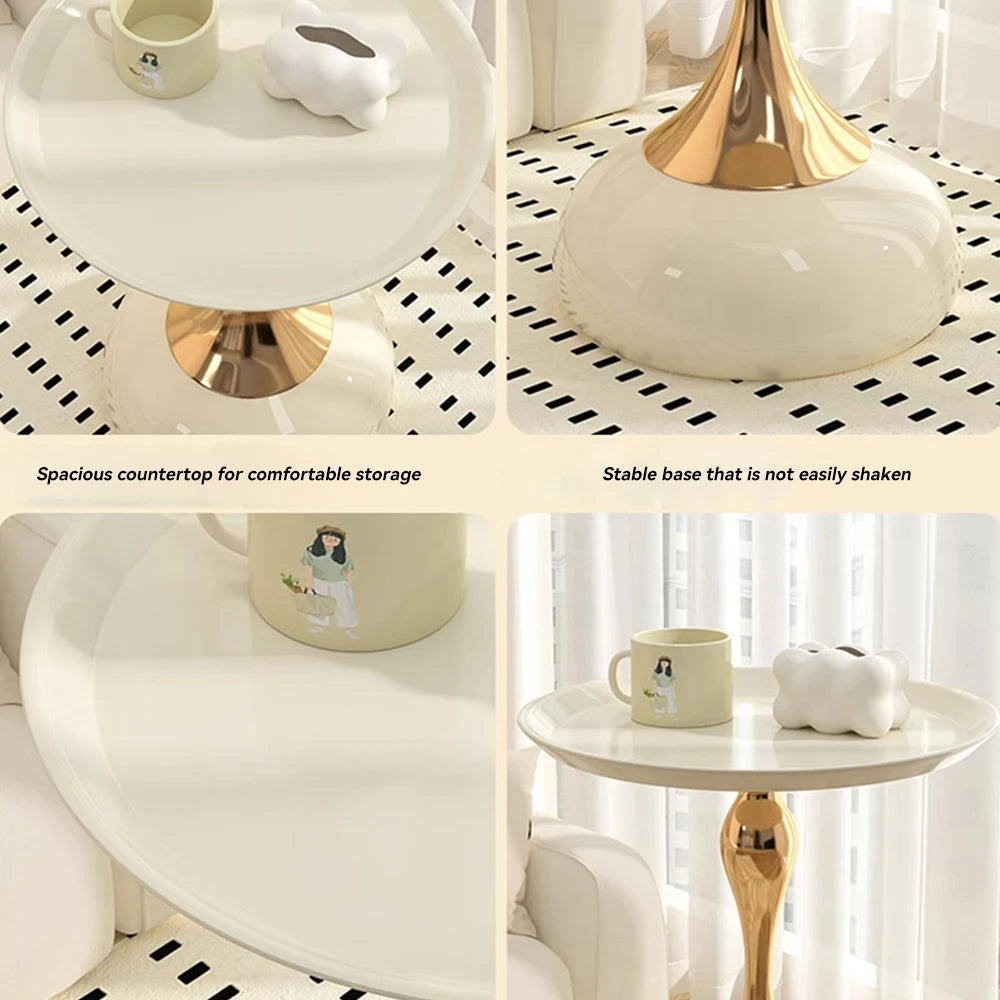 Modern Round Side Table | Luxury Small Waist Design | Space-Saving Coffee & Drink Table