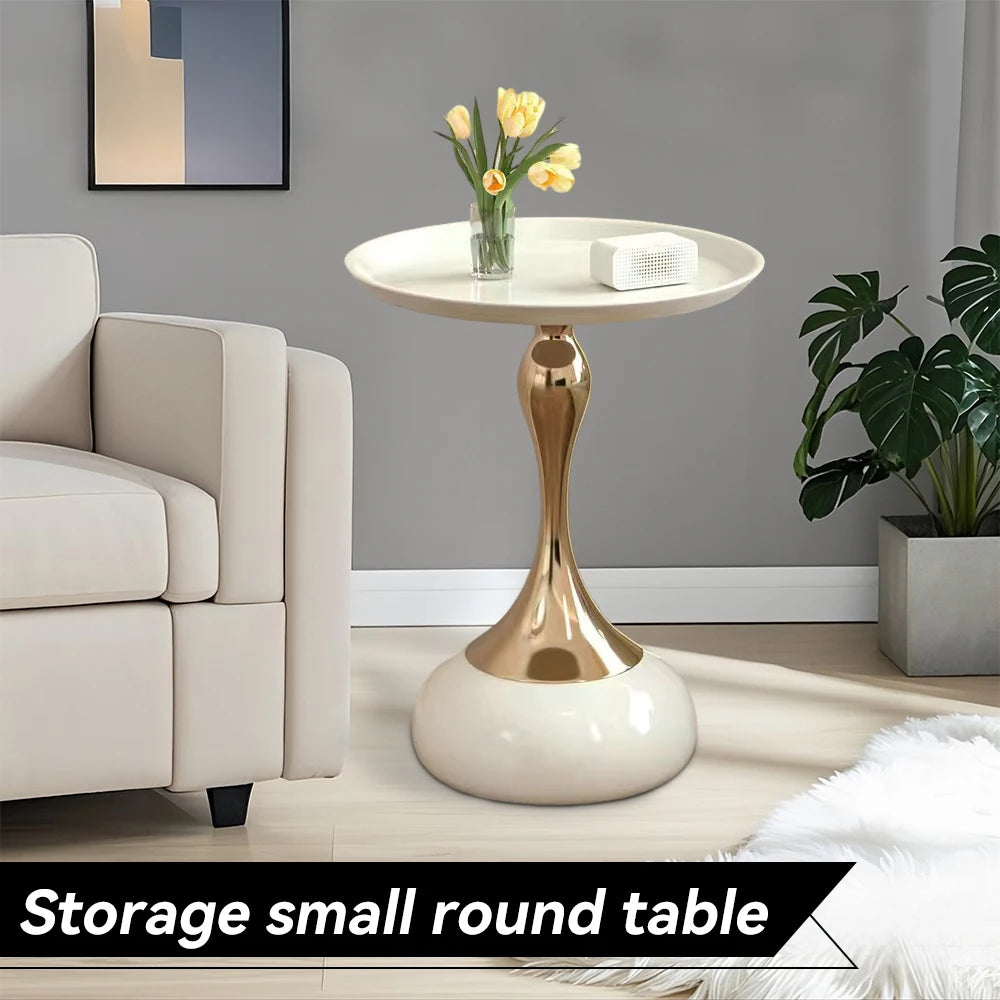 Modern Round Side Table | Luxury Small Waist Design | Space-Saving Coffee & Drink Table