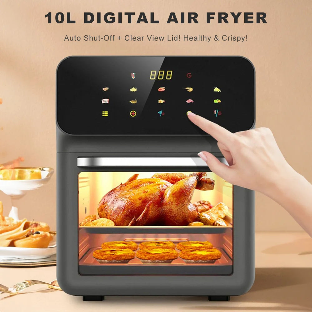 GerTong 10L Air Fryer Oven | 4-in-1 with 10 Presets & Touch Screen