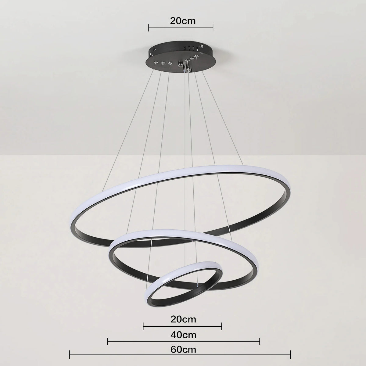 3 Ring Pendant Light, Modern Circular Hanging Ceiling Lamp, 3 Colour Temperatures, for Kitchen, Dining & Living Room