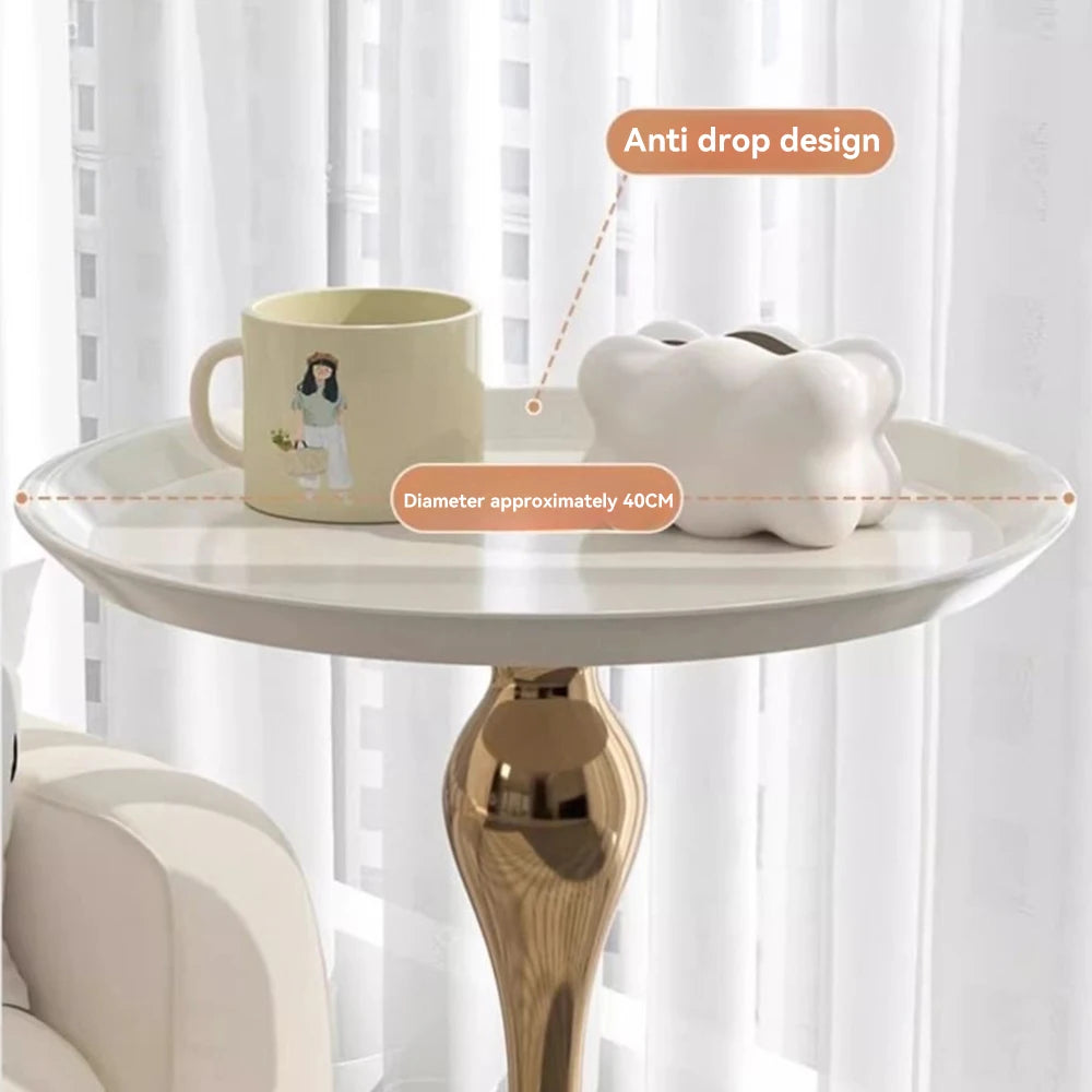 Modern Round Side Table | Luxury Small Waist Design | Space-Saving Coffee & Drink Table