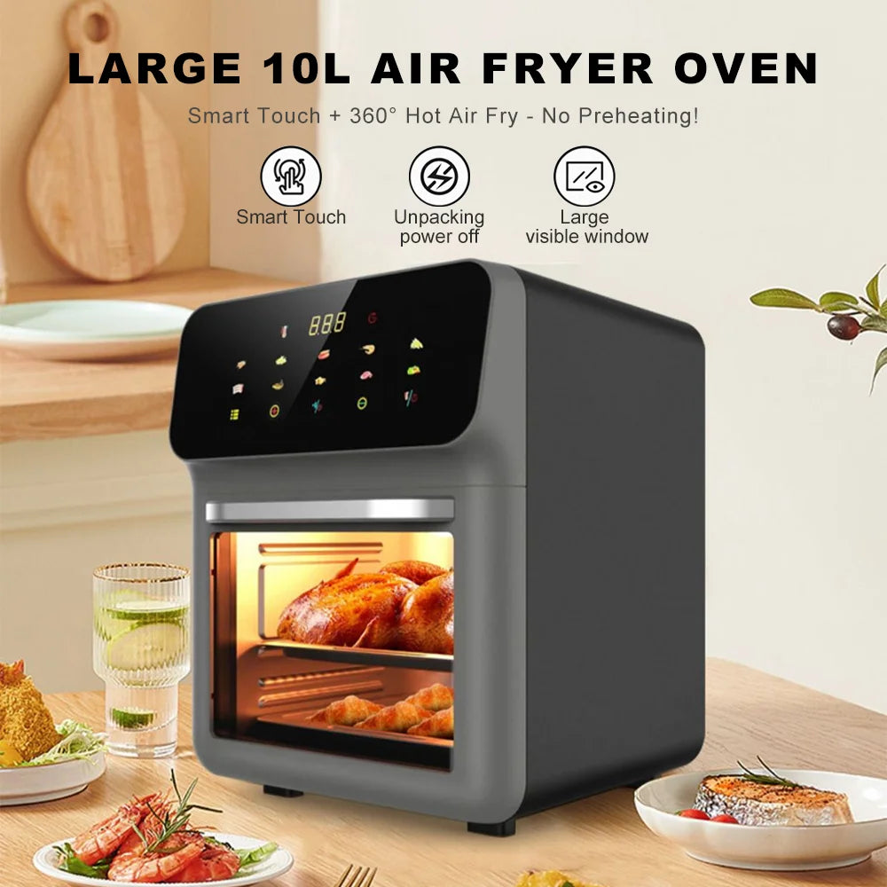 GerTong 10L Air Fryer Oven | 4-in-1 with 10 Presets & Touch Screen