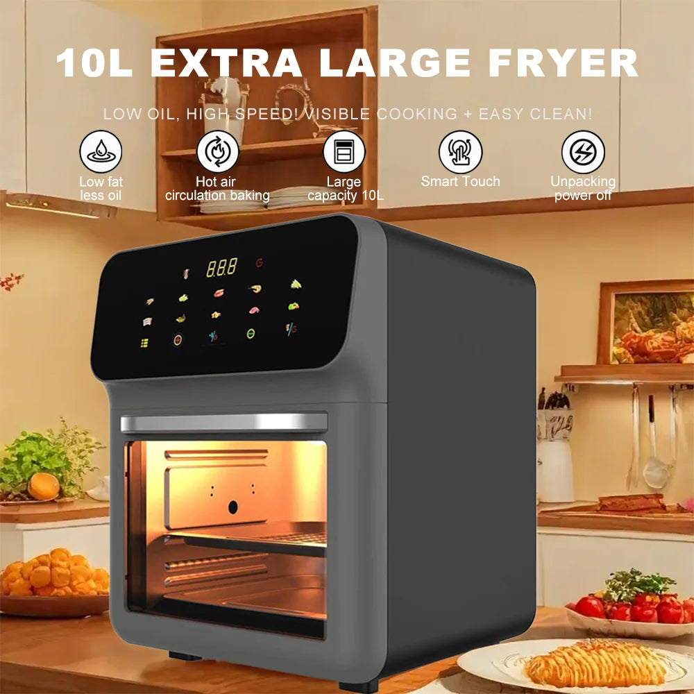 GerTong 10L Air Fryer Oven | 4-in-1 with 10 Presets & Touch Screen