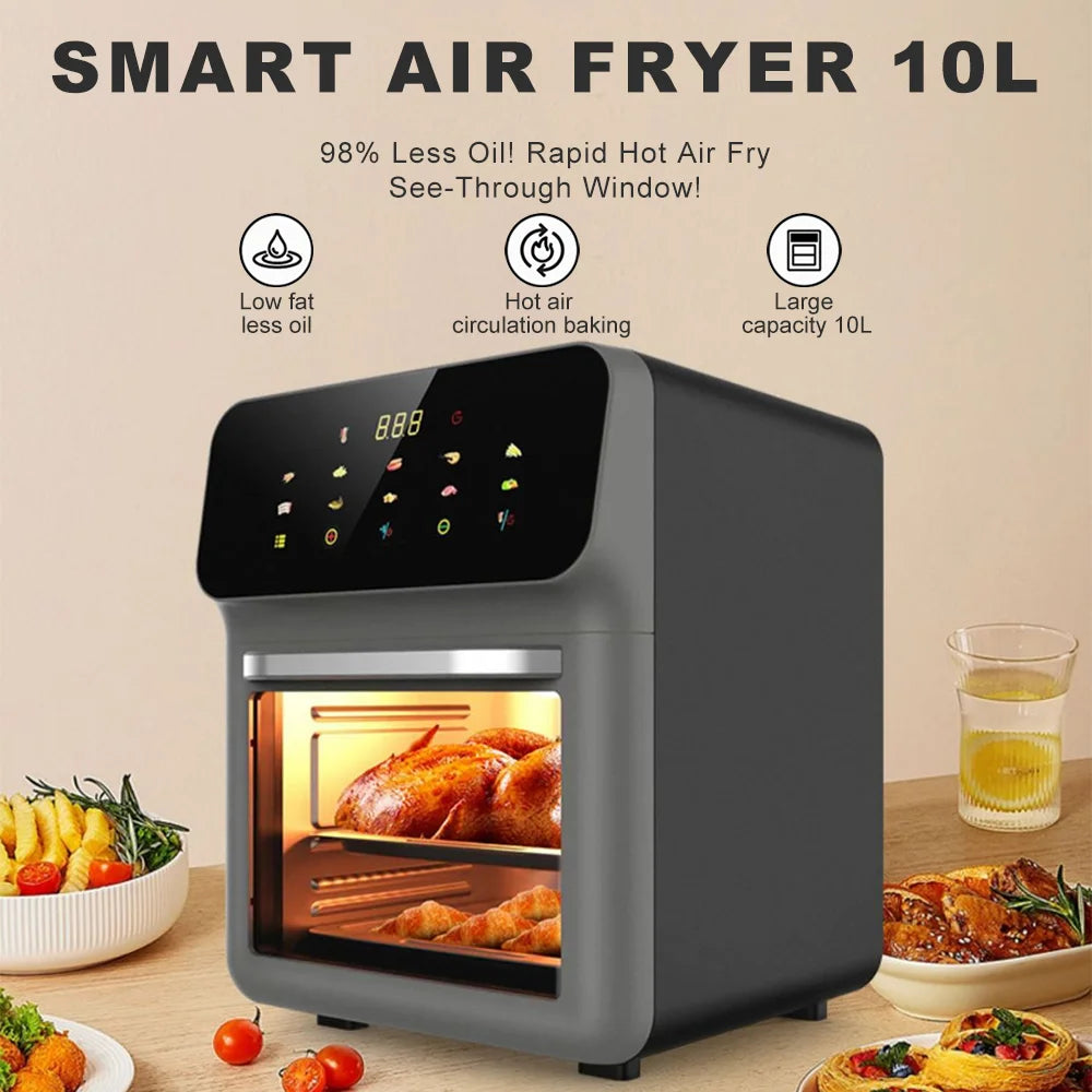 GerTong 10L Air Fryer Oven | 4-in-1 with 10 Presets & Touch Screen