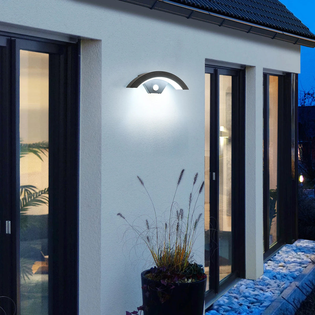 24W LED Modern Outdoor Wall Sconce | Warm White 3000K | Black Iron