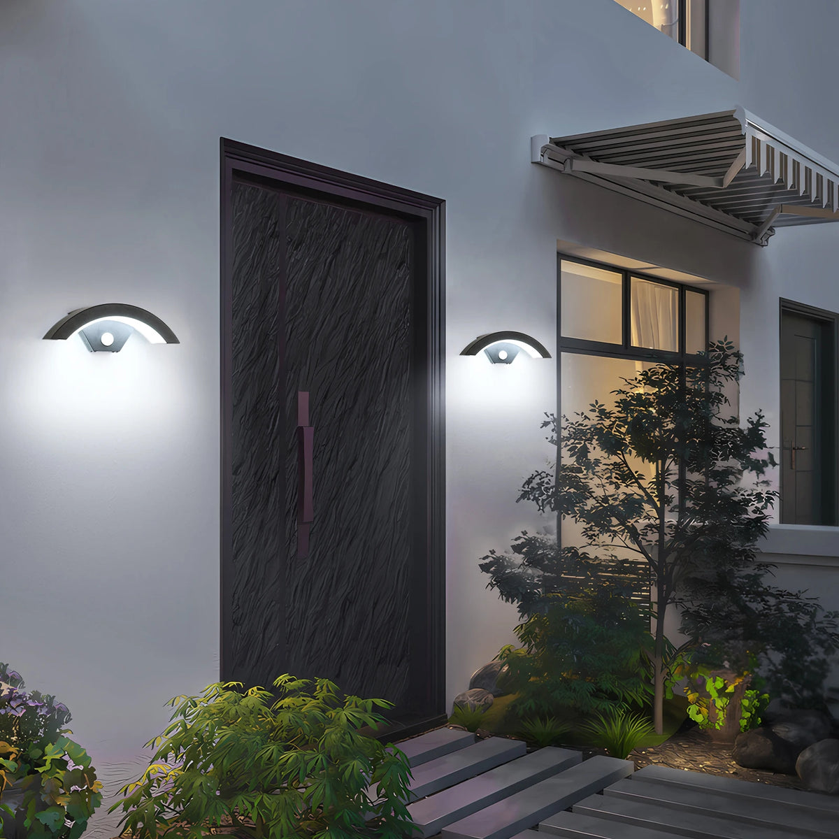 24W LED Modern Outdoor Wall Sconce | Warm White 3000K | Black Iron