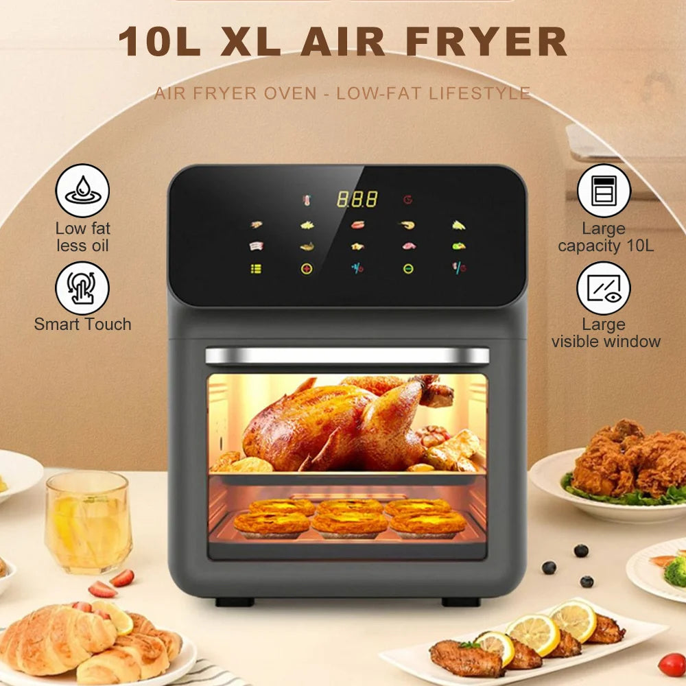 GerTong 10L Air Fryer Oven | 4-in-1 with 10 Presets & Touch Screen