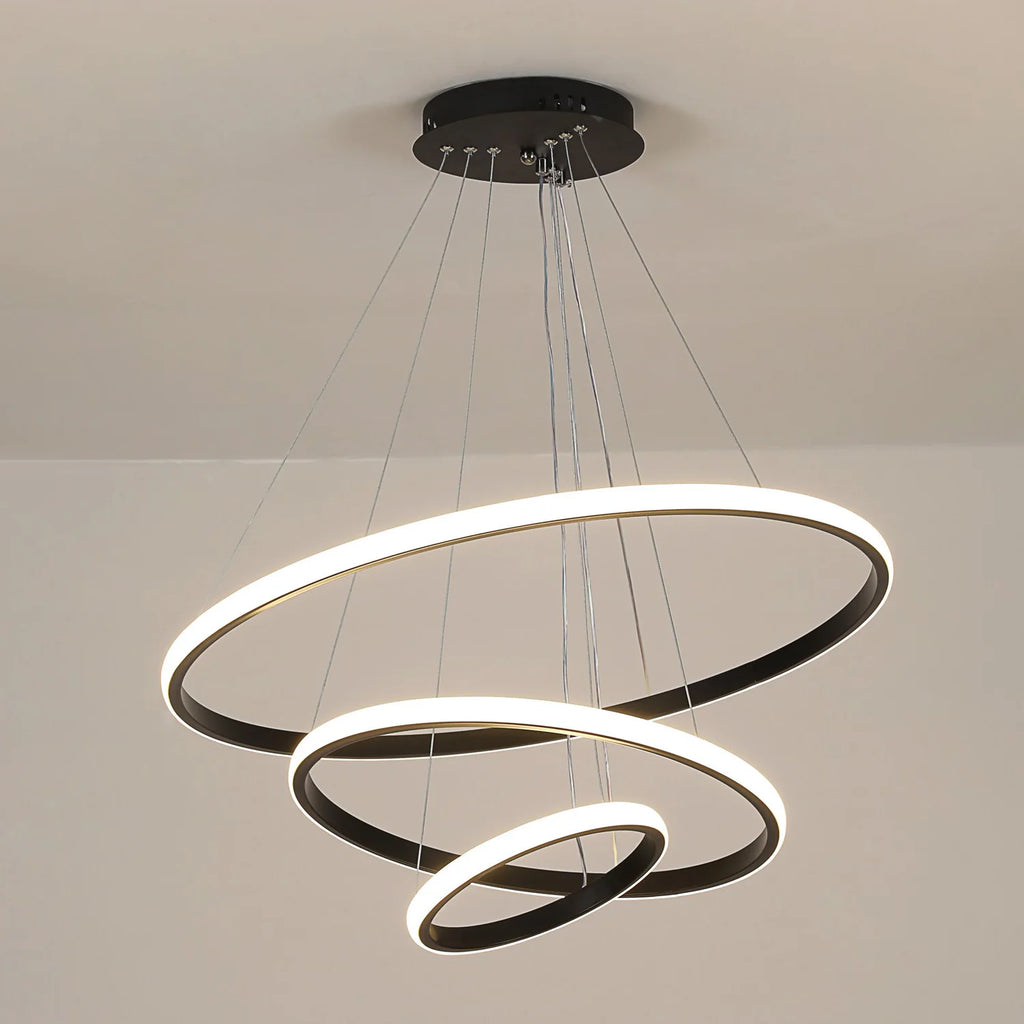 3 Ring Pendant Light, Modern Circular Hanging Ceiling Lamp, 3 Colour Temperatures, for Kitchen, Dining & Living Room