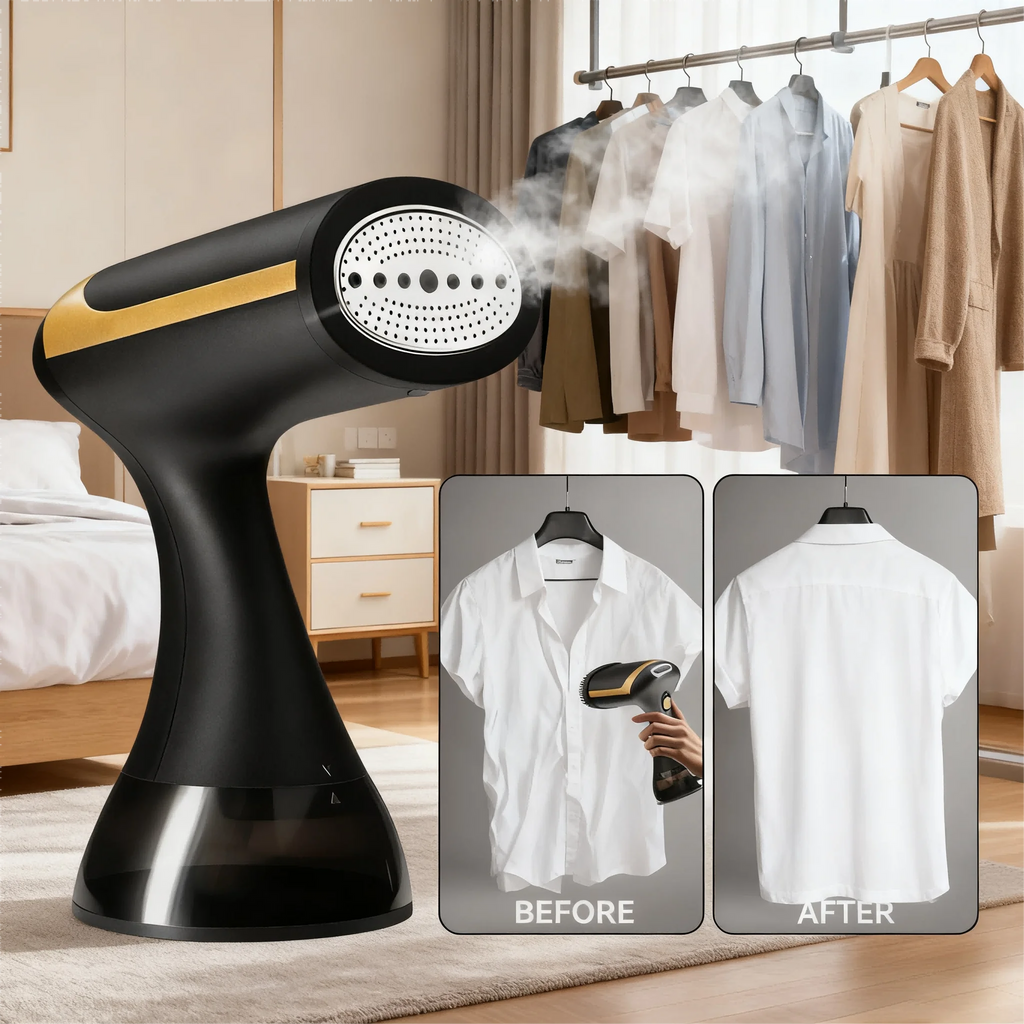 Handheld Garment Steamer 1500W – 350ml Tank, 130°C Steam & UK Plug