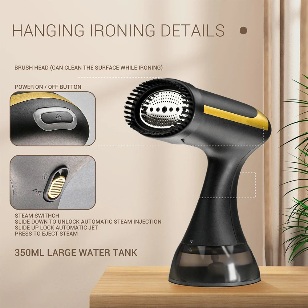 Handheld Garment Steamer 1500W – 350ml Tank, 130°C Steam & UK Plug