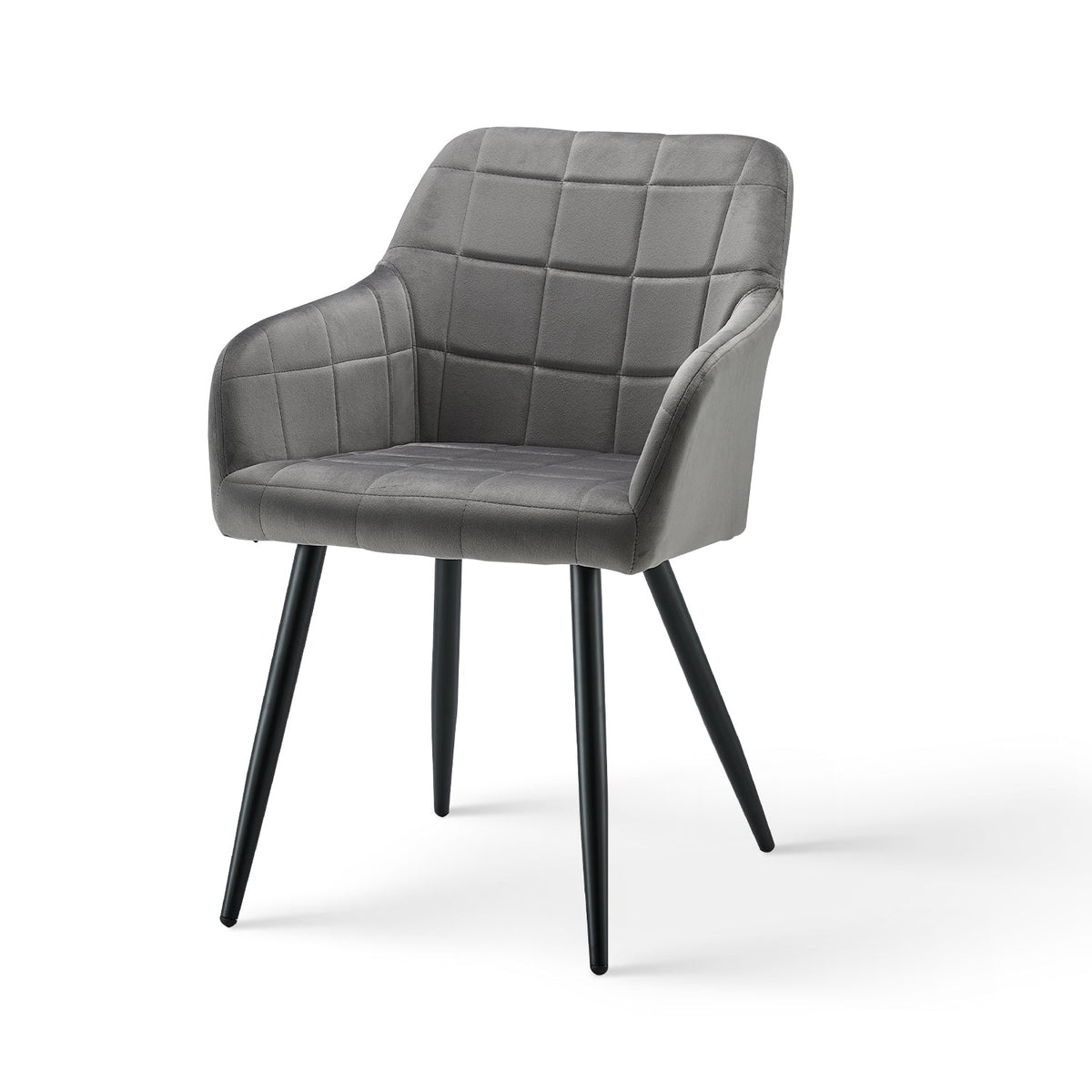Bloor Velvet Dining Chairs | Set of 2 | Curved Arms | Black Metal Legs | 5 Colours
