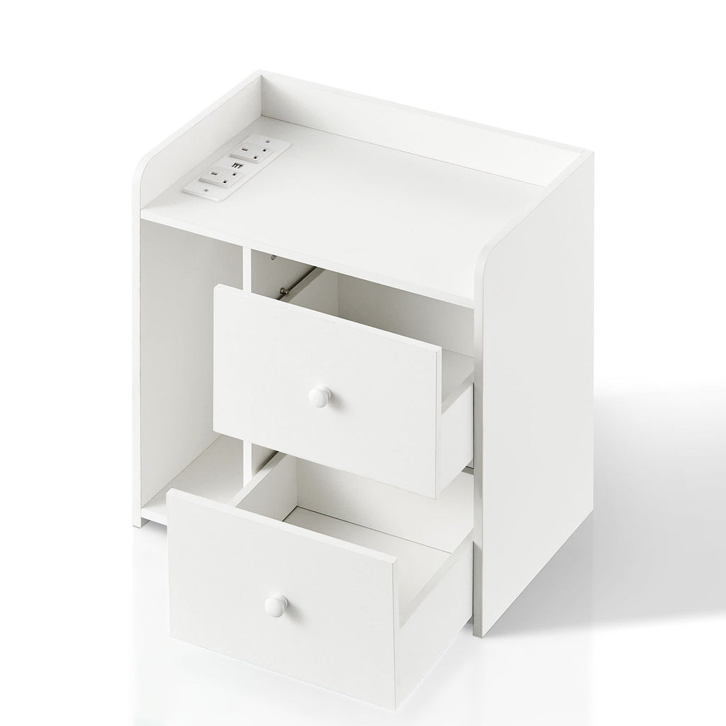 Carrelli Smart Bedside Table | RGB LED Lights | Wireless Charging | 2 Drawers | White