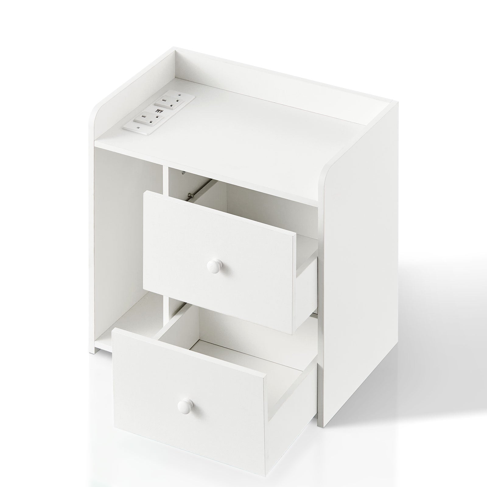 Carrelli Smart Bedside Table | RGB LED Lights | Wireless Charging | 2 Drawers | White
