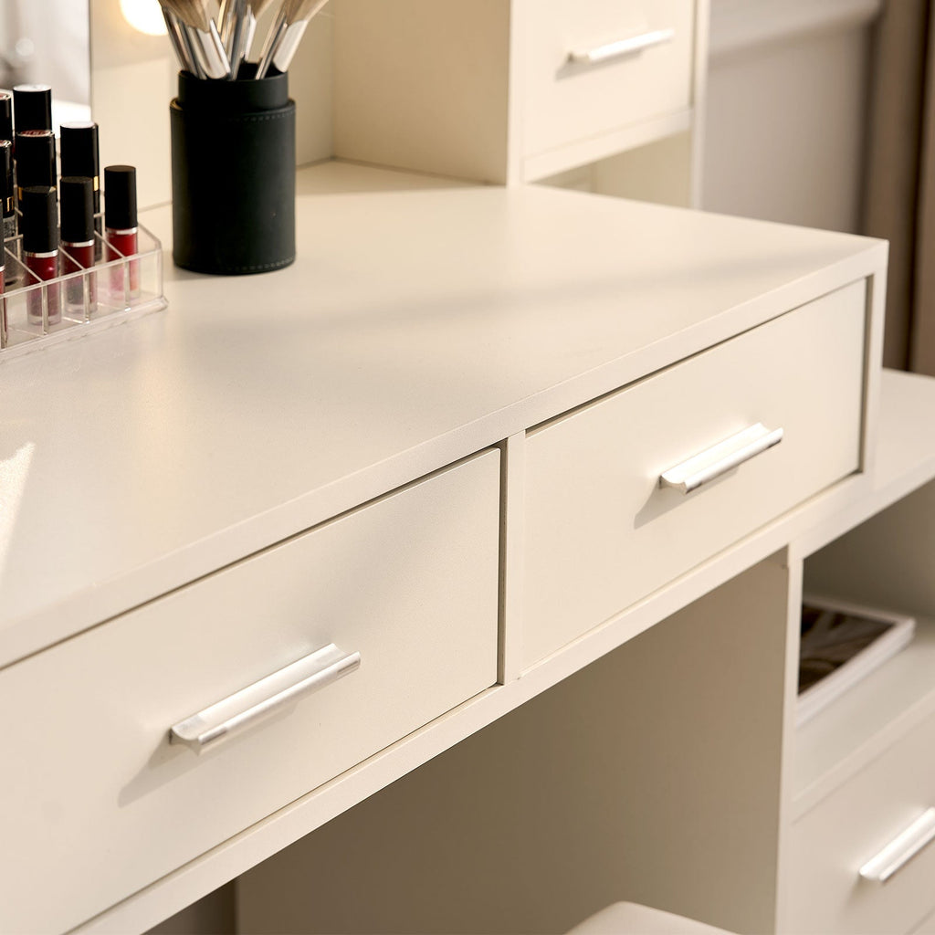Cerina Dressing Table Set with RGB Lighting & Charging Station | White