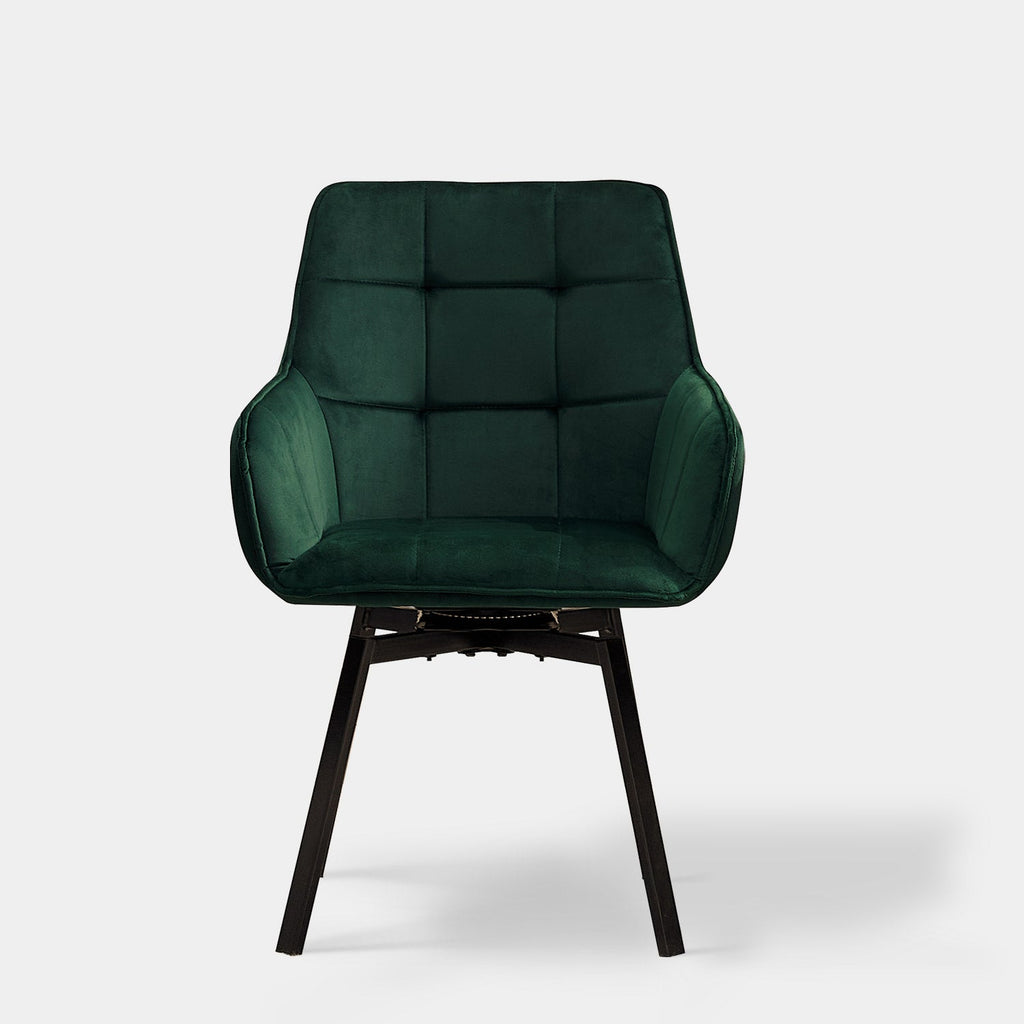 Danyl Velvet Swivel Dining Chair | 360° Swivel | Armrest | 4 Colours | 1 or 2 Piece