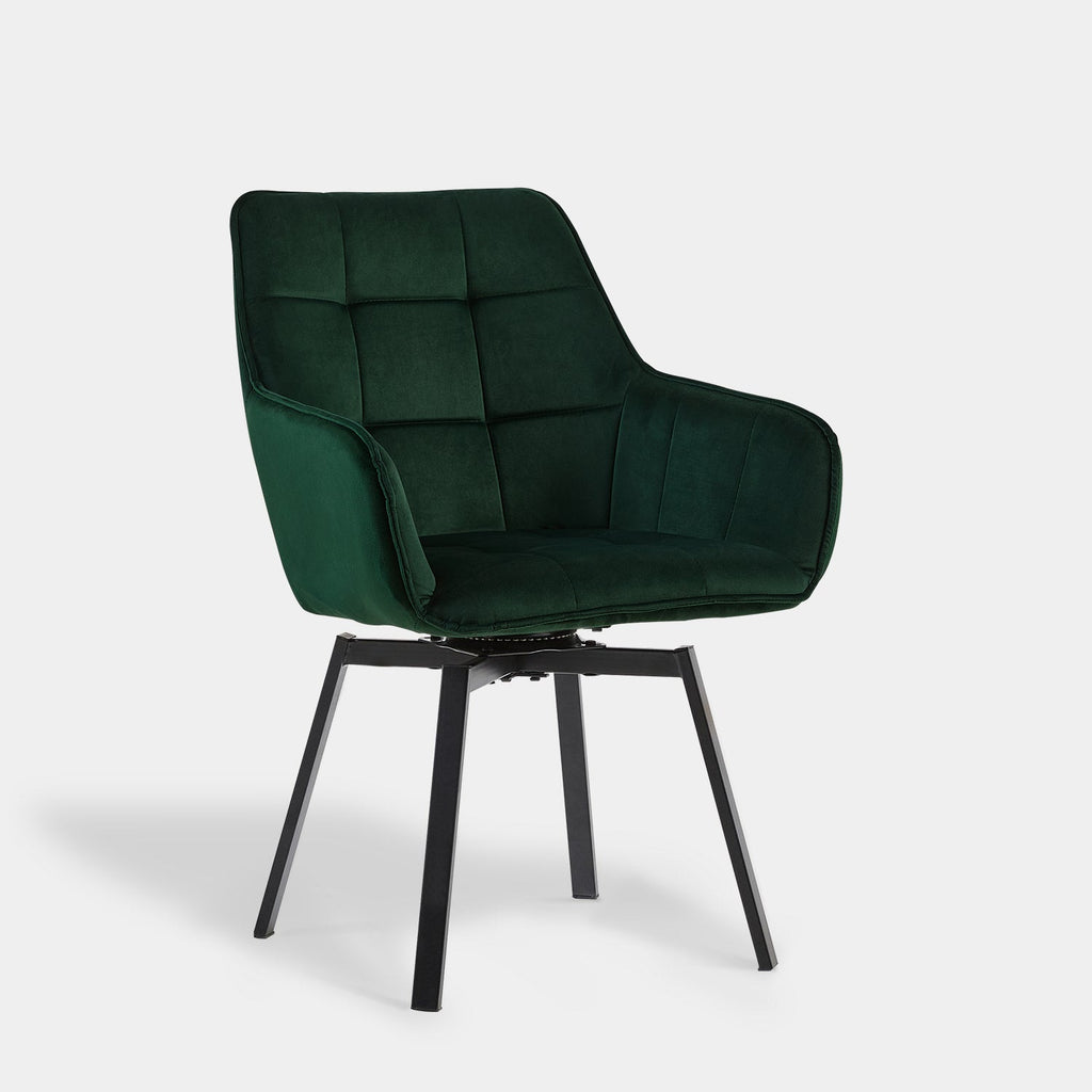 Danyl Velvet Swivel Dining Chair | 360° Swivel | Armrest | 4 Colours | 1 or 2 Piece