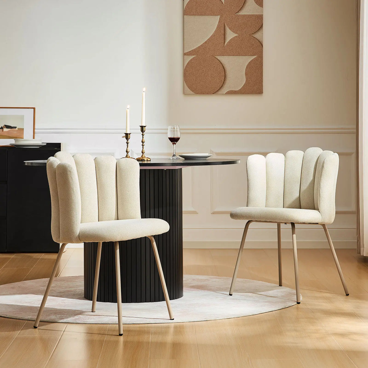 Fleur Cream Fabric Side Chair | Petal Design | Vanity, Dining & Accent