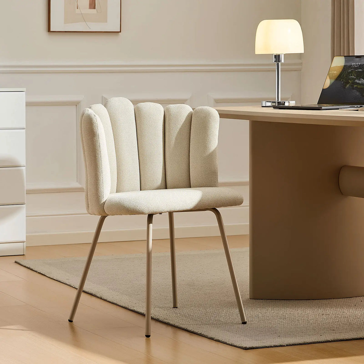 Fleur Cream Fabric Side Chair | Petal Design | Vanity, Dining & Accent
