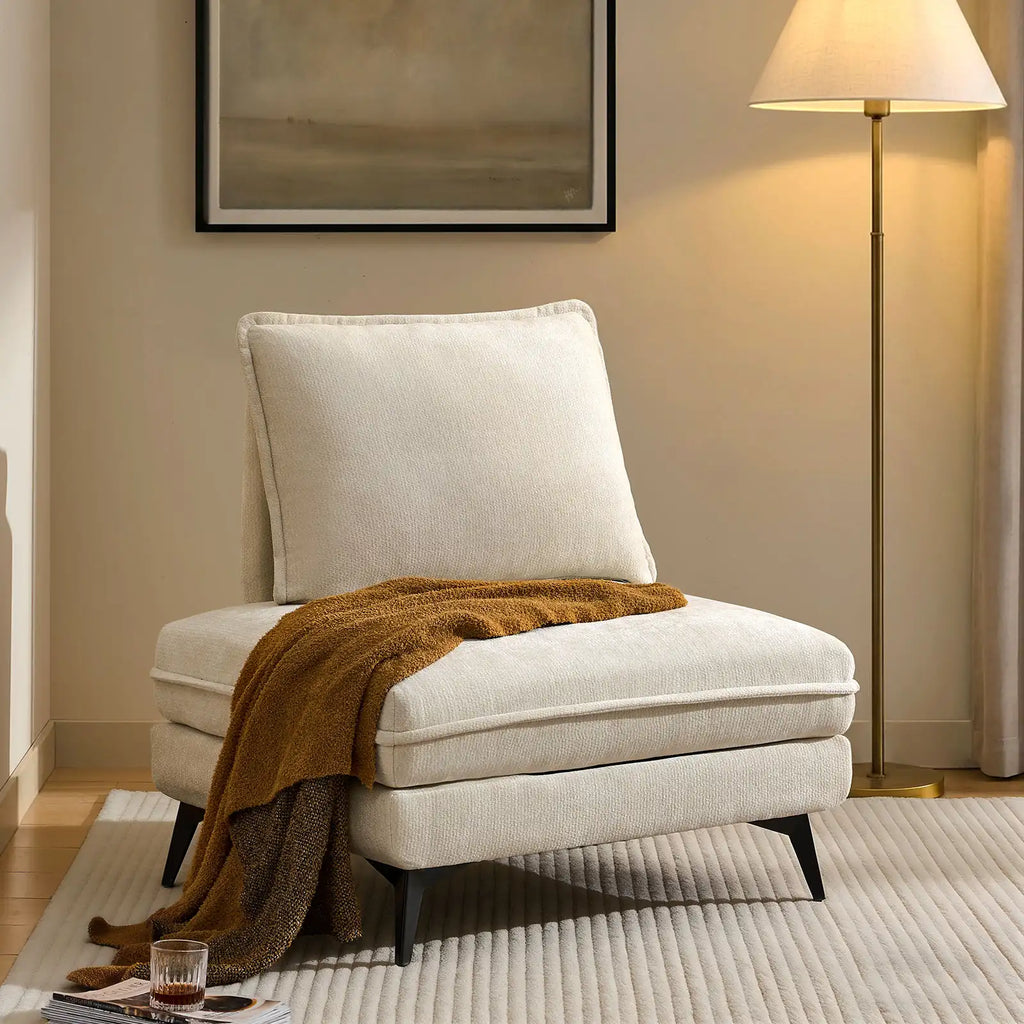 Hudson Modular Sofa | 90° Rotating Base | USB Charging | 5-Position Backrest | Cream Chenille