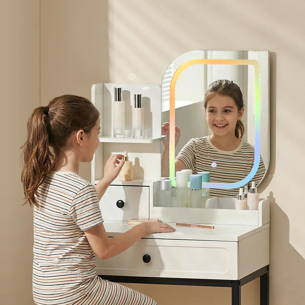 Lumie RGB LED Dressing Table | 7 Colour Modes | App Control | Compact | White