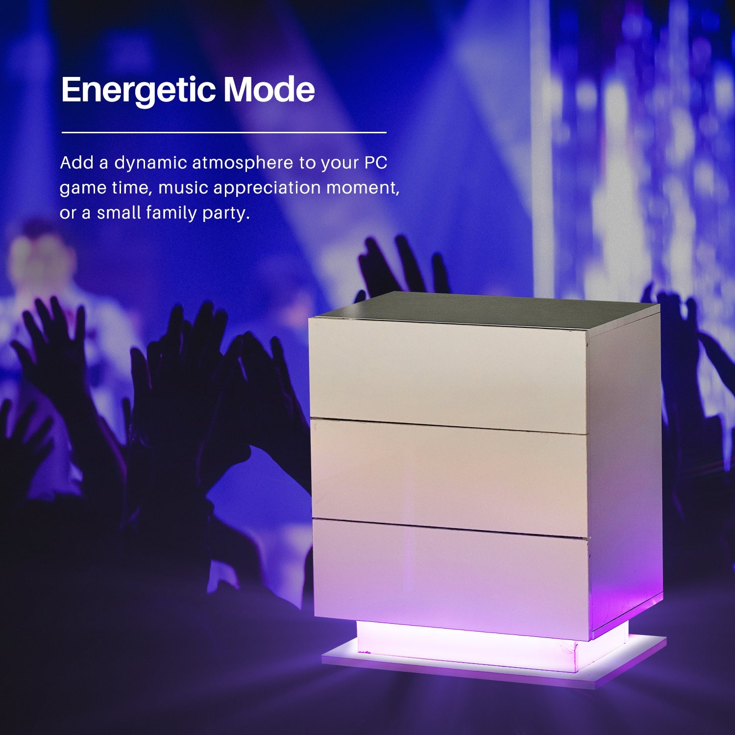 Mario LED Bedside Table | 3 Drawers | High Gloss | White & Black