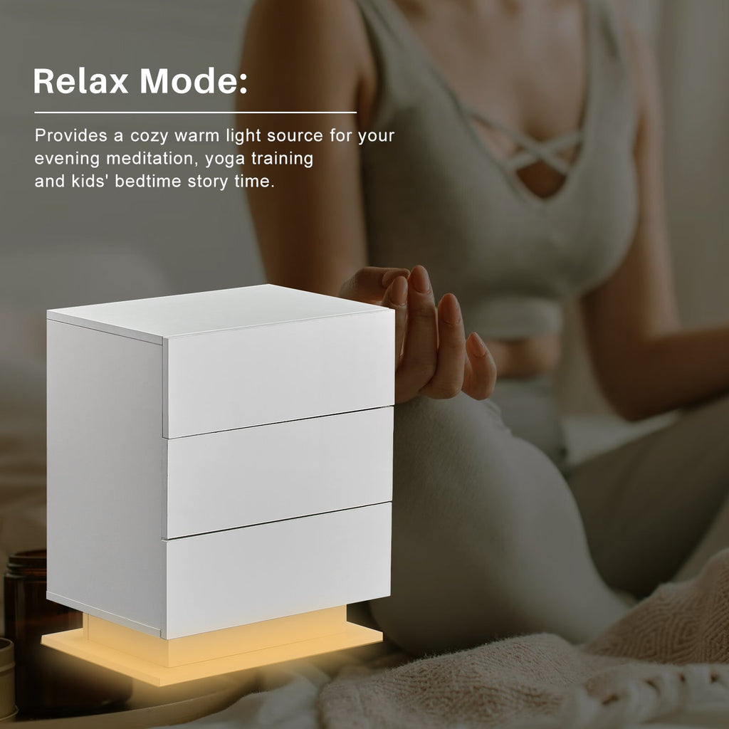 Mario LED Bedside Table | 3 Drawers | High Gloss | White & Black