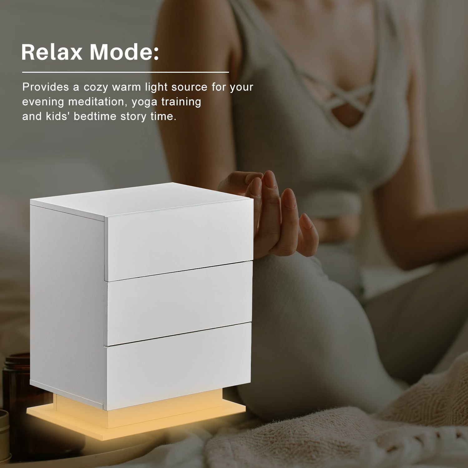 Mario LED Bedside Table | 3 Drawers | High Gloss | White & Black