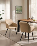 Moree Faux Leather Dining Chairs | Set of 6 | Diamond Stitch | Armrest | 4 Colours