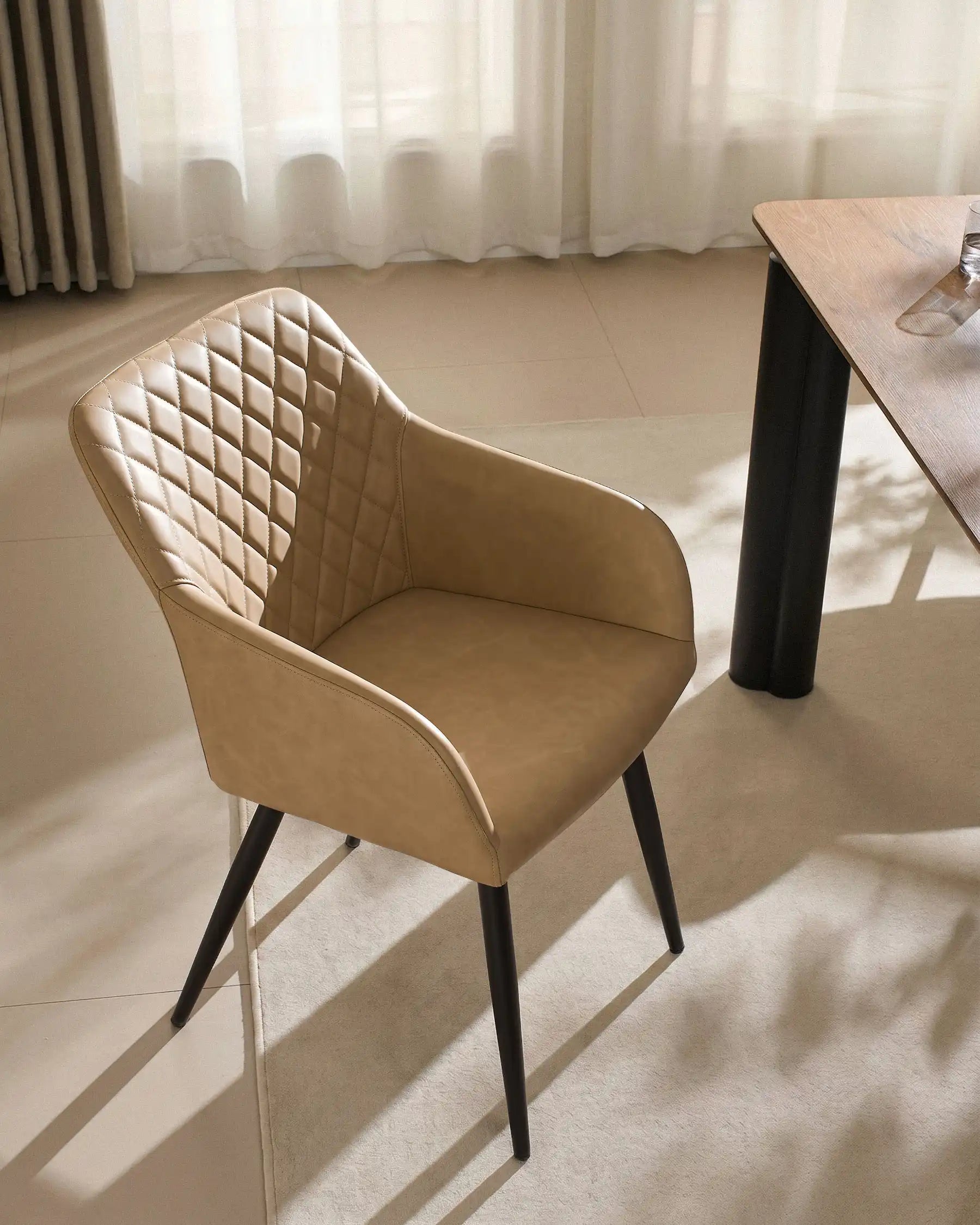 Moree Faux Leather Dining Chairs | Set of 6 | Diamond Stitch | Armrest | 4 Colours