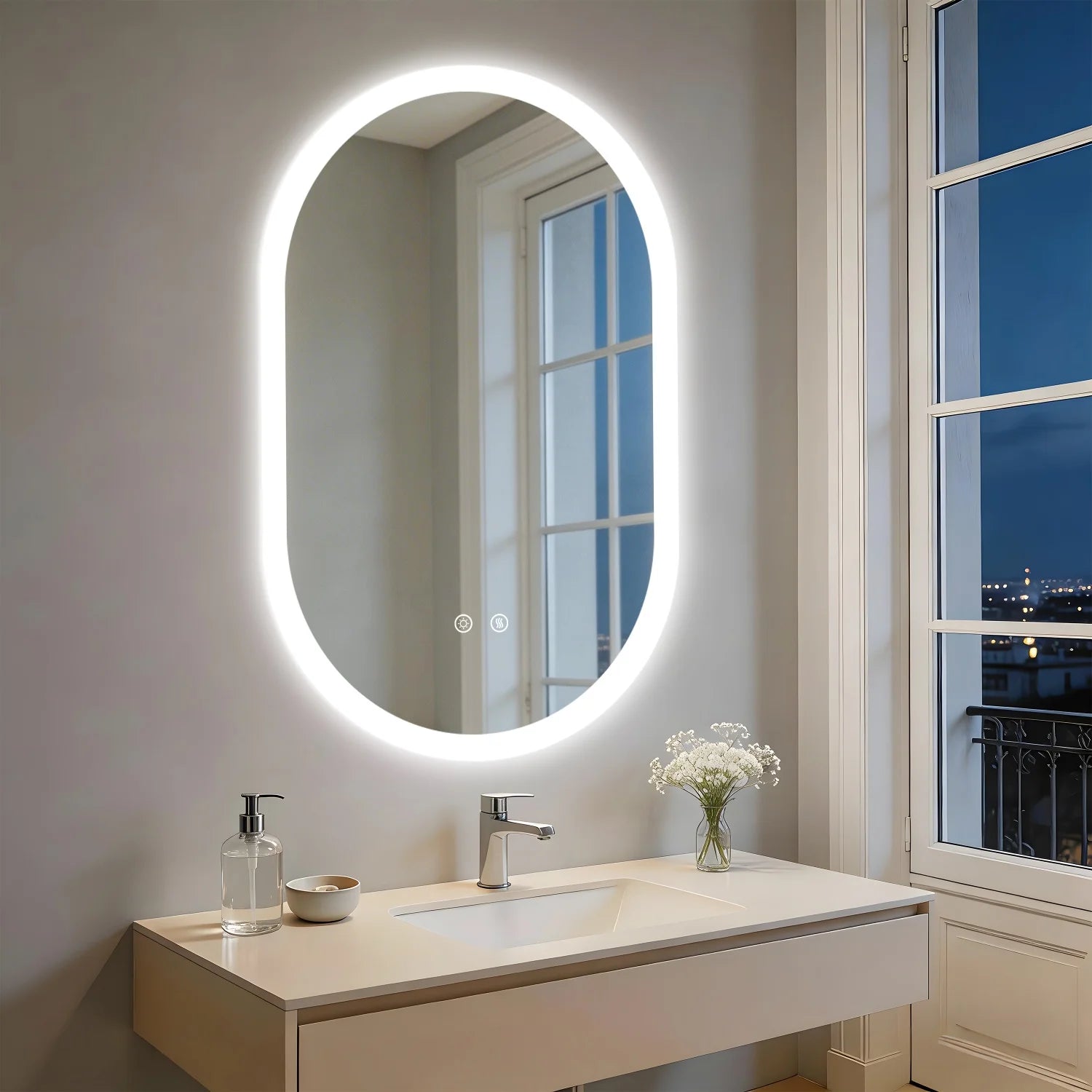 Oval LED Bathroom Mirror – Backlit, Anti-Fog & Touch Sensor | 3 Sizes