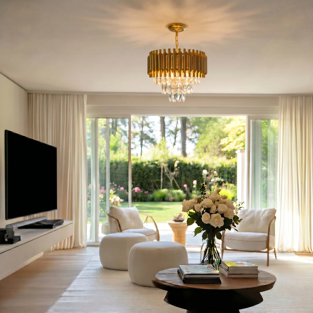 Modern Gold 3-Tier K9 Crystal Chandelier | 5-Light Luxury Ceiling Light