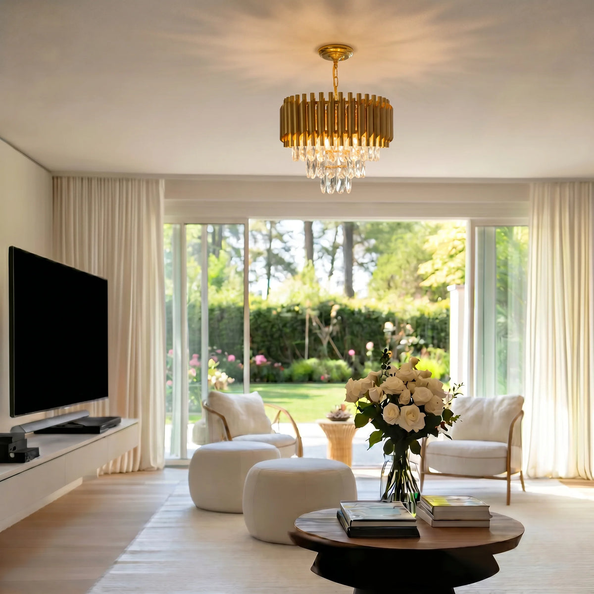 Modern Gold 3-Tier K9 Crystal Chandelier | 5-Light Luxury Ceiling Light