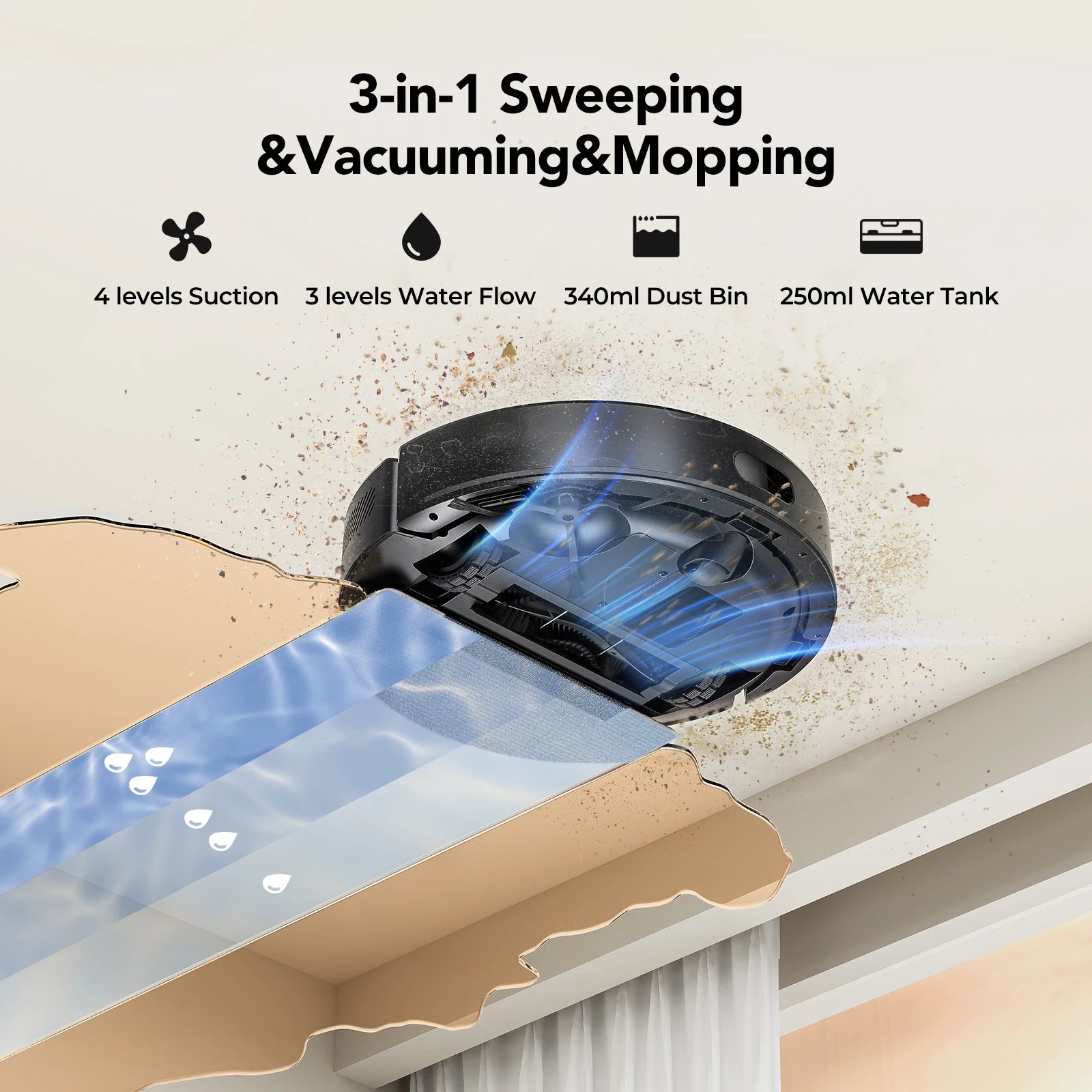 3-in-1 Robot Vacuum, Mop & Sweep – LiDAR Navigation, 5500Pa Suction, App & Alexa Control