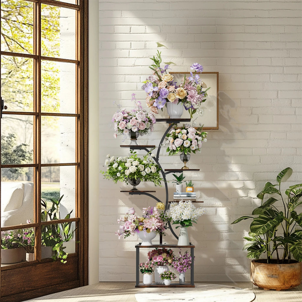 7-Tier Tree-Shaped Plant Stand – Metal Flower Display Rack
