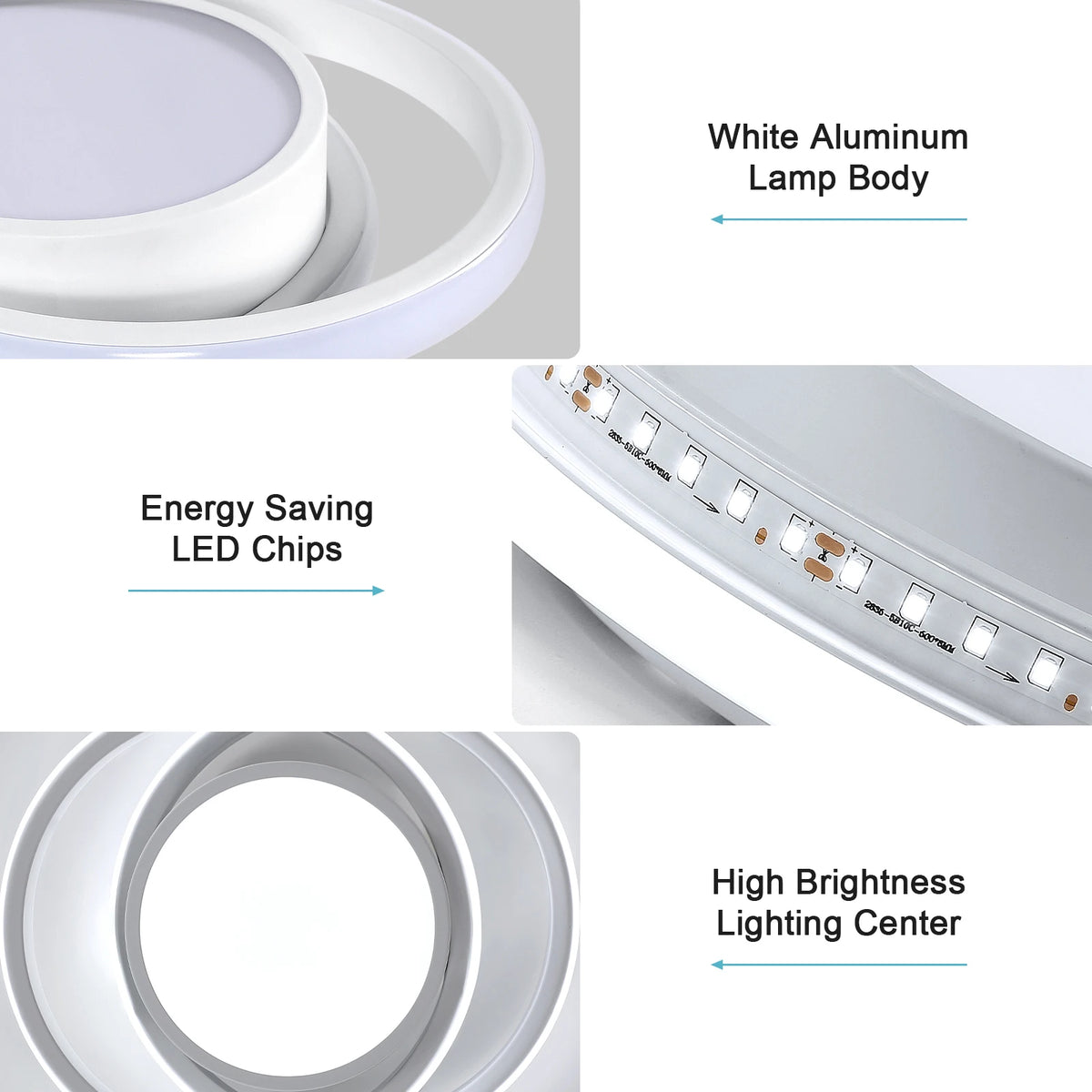 White Round LED Ceiling Light 6500K Cool White Modern Ceiling Lamp 32W for Bedroom Hallway Bathroom Kitchen Living Room