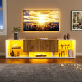 Ye TV Stand with 2 Drawers, LED Media Console Sideboard, 160 x 40 x 42cm, Wood & White, for 70 Inch TV
